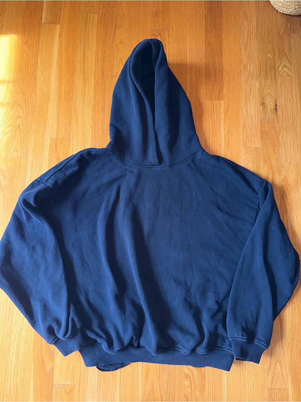Garage Navy Blue Oversized Hoodie - Size Medium